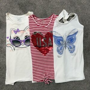 Girls' Graphic Tops - Cat, Heart, and Butterfly Design Bundle